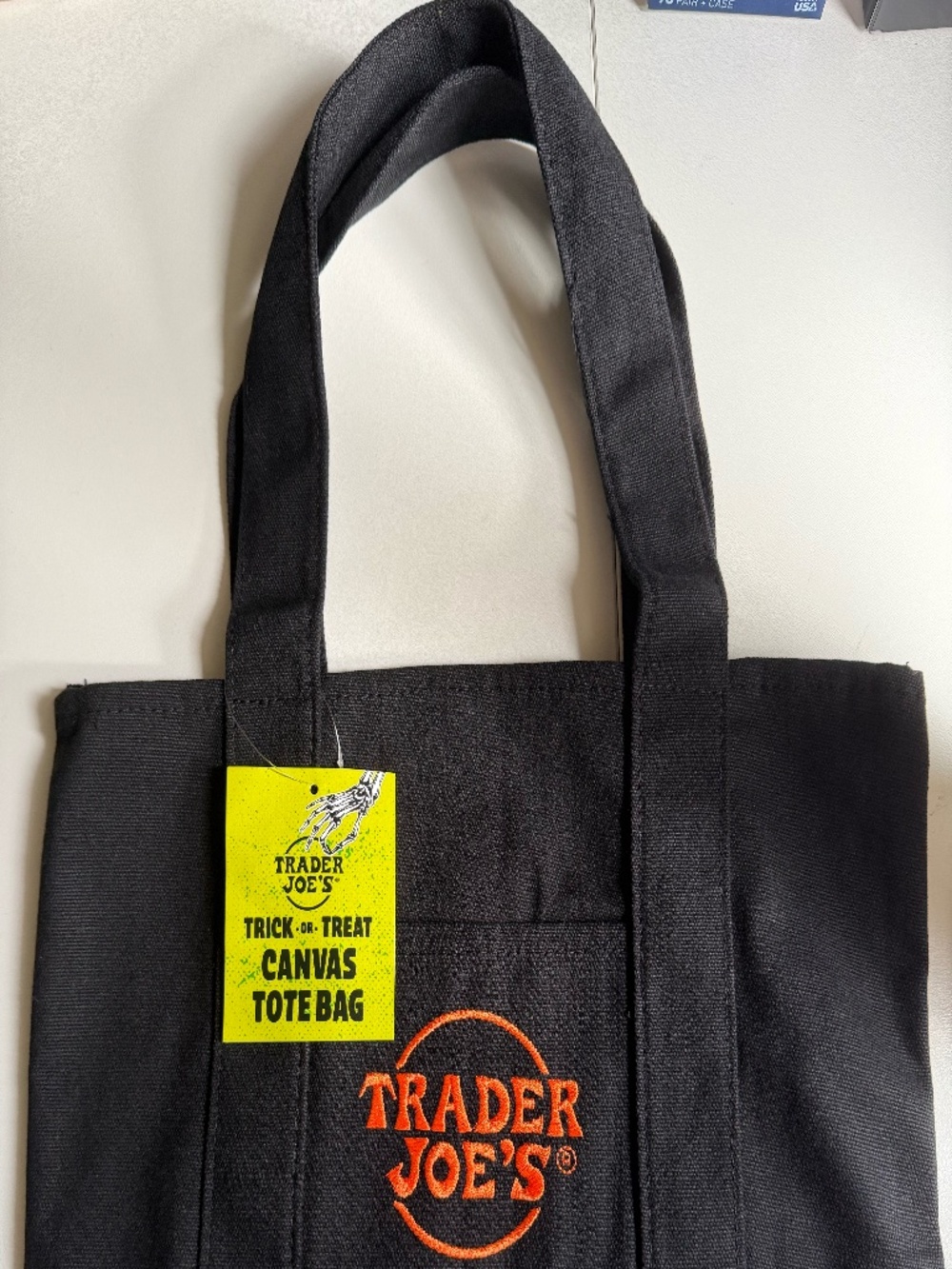 Trader Joe's Halloween Mini Canvas Tote Bag Trick-or-Treat NWT All Black
